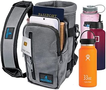 Water Bottle Holder/Carrier, Insulated w/Adjustable Shoulder Strap & Front Pockets - Comfortable Crossbody Water Bottle Holder - Water Bottle Sling Fits 25oz to 40oz Bottles