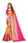 SWORNOF Women's Banarasi Patola Silk Blend Saree with Blouse Piece (YELLOW-1)