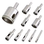 Diamond Drill Bits, 10 PCS Hollow Core Drill Bit Set for Ceramic, Glass, Porcelain Tile Diamond Hole Saw Tile Set Glass Drill Bit, 6 mm to 30 mm