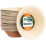 Haago 20 Palm Leaf Bowls 5"/13cm for Sauce & Dipping (Round) Disposable Bowls for Party, Wedding, Picnic - Better Than Paper Bowls Disposable Bamboo Bowls Disposable Plastic Bowls. Compostable Bowls