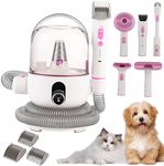 Garvee Dog Grooming Kit & Vacuum, 13.4Kpa Suction Power Pet Hair Vacuum for Shedding Grooming with 2L Large Capacity Hair Storage, 5 Proven Grooming Tools & 3 Clippers Guards for Pets