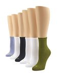 HUE Women's Mini Crew Sock Casual, Olive-6 Pair Pack, One Size (Pack of 6)