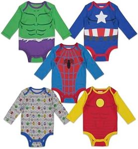 Marvel Baby Boys 5 Pack Bodysuits Hulk Spiderman Iron Man Captain America 0-3 Months