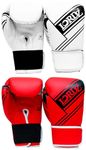 Boxing Glove pu Leather White and Red Color for Men, Women, Practice (Set of 2 Pairs)