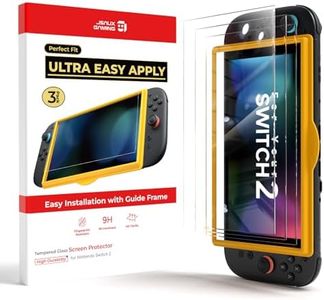 JSAUX 3-Pack Screen Protector for Nintendo Switch 2 (2025), Ultra HD Glass Protector 9H Hardness Easy to Install with Guiding Frame Scratch Resistant Tempered Glass