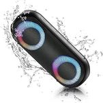 NOTABRICK Bluetooth Speaker with Lights, Portable Speakers Wireless Bluetooth 5.0,30W Loud Stereo Sound,IPX7 Waterproof,Long Playtime,100ft Bluetooth Range (Black)