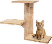 Navaris Cat Accessories Wall - Mounted Cat Tree with 3 Platforms - Cat Climbing Trees for Indoor Cats - Solid Wood with Sisal Mats, Cat Shelves and Tree Bed - Stylish Cat Furniture