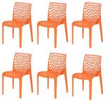 SkyGlamour Supreme Web Plastic Chair| Armless Chair for Dining Room Set, Cafe Home, Restaurents, Indoor and Outdoor use | Colour: Orange; Set of 6 Pcs