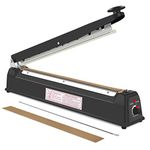 Teenza 400mm Bag Sealer Impulse Heat Sealer Hand Sealer Machine with an Extra Replacement Kit - Black