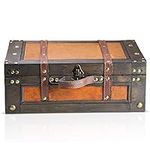 BRYNNBERG wooden pirate treasure chest "Marco 38x27x14cm" decorative storage box - Vintage decoration handmade - with padlock lockable with key