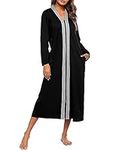 Ekouaer Women Zipper Robe Long Sleeve Loungewear Lightweight Housecoat Full Length Nightgown with Pockets