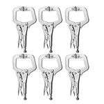 6pcs Metal Grip Locking C Clamp Pliers with Adjustable Screw and Swivel Pads, Easy and Quick Release Welding Pliers for Uneven Surfaces, Angles, Crafts & Hobbies (13.3cm/5.23 Inches)