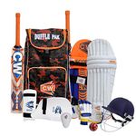 CW Bouncer Cricket Full Kit Right Hand Complete All Age Group Cricket Kit Set Left Hand Sports Travel Backpack Soldier Army Design Cricket Bag (Full Size 14+& Up Year, Left)