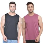 CHKOKKO Men Cotton Gym Tank Tops Sleeveless Sports Vest Combo Pack of 2 Black Onion 5XL