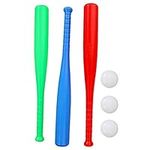 Toyvian 3pcs Sports Plastic Baseball Bat with Ball Set, Kids Plastic Bats Lightweight Baseball Set Educational Toys for Youth, Kids, Teenagers, Adults Random Color