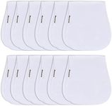 Benoxine Baby Burp Cloths & Baby Bibs 2-in-1 Design Large Size 3 Layers Thicken Cotton Super Absorbent and Soft Baby Spit Up Burping Rags Baby Burp Cloth Set for Boys and Girls Solid 12 Pack