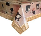 Kuber Industries Flower Print Exclusive Table Cloth|PVC 4 Seater Center Table cover|Table Sheet For dining, Party, Events|Waterproof Protector|Indoor And Outdoor Use "60x40" (Gold Lace)