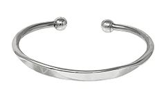 TreasureBay Men's Solid 925 Sterling Silver Torque Bangle Bracelet - Plain silver Bracelet for Men