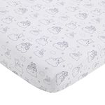 Disney Winnie The Pooh Hello Sunshine Grey & White Cloud Nursery Fitted Crib Sheet with Piglet & Tigger, Grey, White, 28x52 Inch (Pack of 1)