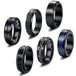 Jstyle 6 Pieces Black Spinner Rings