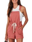 ANRABESS Women's Casual Overall Shorts Summer Shortalls Loose Bib Rompers Vacation Jumpsuit Beach Outfits Comfy Clothes, Rust, X-Large