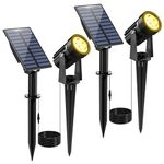 CREPOW Solar Spot Lights Outdoor, 2 Pack Solar Landscape Spotlights IP65 Waterproof 9.8ft Cable, Auto On/Off Outdoor Wall Lights for Garden Yard Driveway Porch Walkway Pool (3000K Warm White)