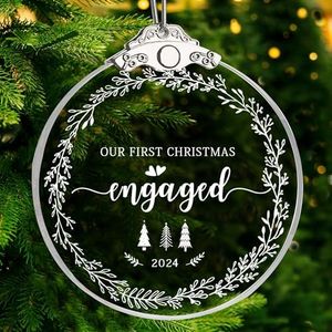 Engagement Gifts for Couples First Christmas Engaged 2024 Wedding Decoration Ornaments Engagement Newlywed Holiday Couple Engaged Gifts (3' Christmas Tree Engaged)