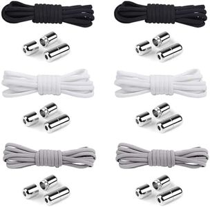 Nutabevr 6 Paia Elastici Lacci Delle Scarpe Lacci Senza Nodo No Tie Lacci, Durable Lacci Elastici per Tutti Gli Adulti e i Bambini, per Scarpe Sportive, Scarpe Casual, Scarpe da Corsa