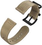 Anbeer Two-Piece Quick Release Nylon Watch Strap with Metal Loop,20mm Double Layered Woven Nylon with Tight Stitching,Replacement Watch Band with Brushed Black Stainless Buckle