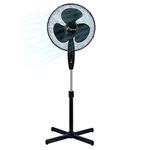 1ABOVE 16" Fan, Pedestal Stand High Performance 140cm Adjustable Height, 3 Speed Setting, Extra Wide Cross Base, Oscillating, Tilting Head (BLACK)