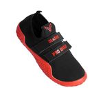 PRO WOLF | Men's DLx500 Deadlift Shoes Cross-Trainer | Barefoot Powerlifting Weightlifting Shoes (Black & Red, 7)