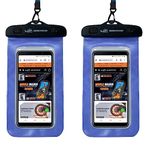 GRAND PITSTOP Non-Toxic TPU and Plastic Universal Waterproof Mobile Pouch Cellphone Dry Bag Case for iPhone, Samsung, Pixel, Mi, Moto up to 7.0 inches - Blue (Pack of 2)