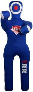MMA SPORTZ 3FT Kids Wrestling Grappling Dummy (36 Inches) Unfilled – BJJ, Jiu-Jitsu & MMA Training Dummy with Moveable Arms and Legs – Heavy Duty Polyester Fabric – Blue & White