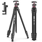 ULANZI MT-55 Ombra Travel Tripod, 62.2" Professional Camera Tripod, Aluminum Tripod W/ 360° Ball Head&Quick Release Plate, Max Load 17.6 LB for Nikon Canon DSLR Camcorder, Phone Holder Included