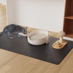 BelleCosy 3'×5' Black Floor Protector for Home, Waterproof No Spill Vinyl Floor Desk Mat for Office, Plastic Easy Cleaning Area Mat for Hardwood Floor, Kitchen, Pet Feeding Area