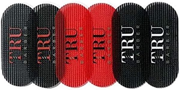 TRU BARBER HAIR GRIPPERS ® 3 COLORS BUNDLE PACK 6 PCS for Men and Women - Salon and Barber, Hair Clips for Styling, Hair holder Grips (Black/Red/Black)