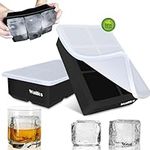 Walfos® Silicone Large Ice Cube Molds with Lids,Ice Cube Tray, 2 Pack, Flexible & Easy Release, BPA Free and Dishwasher Safe, Perfect for Cocktail, Whiskey, Chocolate, Baby Food