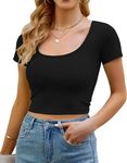 Stars and You SHORT SLEEVES COTTON CROP TOP (Medium, Black)