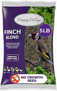 Happy Wings Finch Blend Bird Food, Mix of Sunflower Hearts/Kernels and Nyjer Seed, 5 Pounds | No Grow Seed | Bird Seed for Wild Birds