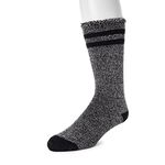 MUK LUKS Men's 1-Pair Heat Retainer Thermal Insulated Socks Slipper, Ebony Marl, One Size