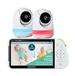 Babysense 5.5” 1080p Full HD Split-Screen Baby Monitor, Video Baby Monitor with 2 Cameras and Audio, 6-Color RGB Night Light, 1000ft Range, Two-Way Audio, 4X Zoom, 5000mAh Battery