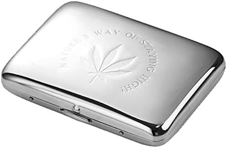 Maple Leaf Design,King Size for Women, Pure Copper Metal Cigarette Case with Double，Flip-top Cigarette case，Sided Spring Clip, Holds 16 Cigarettes. (Bright Silver)