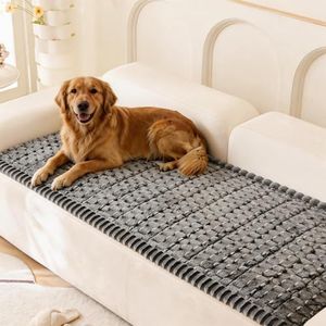 Eco-Ancheng Couch Cover for Dogs Pet Couch Cover for Sofa Washable Dog Sofa Covers Couch Protector for Cushion Fuzzy Non Slip Couch Slipcover with Elastic Straps for Pets, Dogs(Gray,1 PC/27.6x82.7 in)