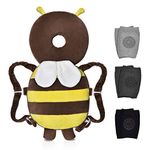 Baby Head Protector & Baby Knee Pads for Crawling,Adjustable Toddlers Head Safety Pad Cushion Backpack,Baby Back Protection for Crawling & Walking,for Age 5-24months,Bee