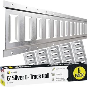 DC Cargo - E Track Tie Down Rail Kit 6' (6 Pack) for Garages, Vans, Trailers, Motorcycle Tie Downs, ATV Mountings - ETrack Bar Rails – Galvanized Steel - Secure Cargo & Heavy Loads Up to 2,000 lbs
