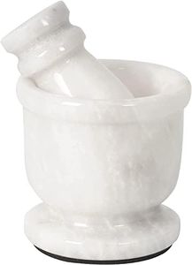 MARBLISS Radicaln Mortar & Pestle Set - Palm Size 2.5'' Portable Handmade Marble | Kitchen Accessories for Indian Spices Seasonings Set, Altar Supplies grinding (White)