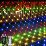 Ollny Net Lights Outdoor Indoor - 200 LED 3m x 2m Fairy Lights Plug-in Waterproof String Lights with 8 Light Modes/Timer/Remote - for Xmas Tree/Outside/Curtain/Window/Garden Decorations