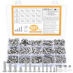 597 Pcs Button Head Hex Socket Cap Screws Bolts and Nuts and Washers Kit, M3 M4 M5 Hex Socket Head Screws, Black Allen Bolts, Machine Screw Bolt and Nut and Washer Assortment Set