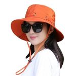 Alexvyan Orange Round Hat Sun Visor Hats for Women UV Protection Wide Brim Summer Cap for Girls Hat UV Protection Breathable Casual Beach Hat, Safari Hat Sun Protection Cap for Women Girl Men