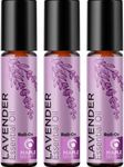 Lavender Essential Oil Roll On - Calming Aromatherapy Oil Roller for Sleep Headaches and Relaxation - Natural Pre-Diluted Sleep Oil for Nighttime Relaxation with Lavender Essential Oil for Skin 3-Pack